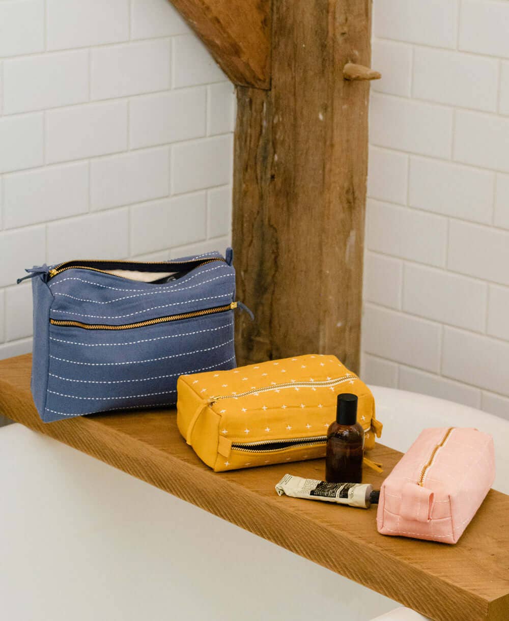Pin-Stitch Large Toiletry Bag - Slate