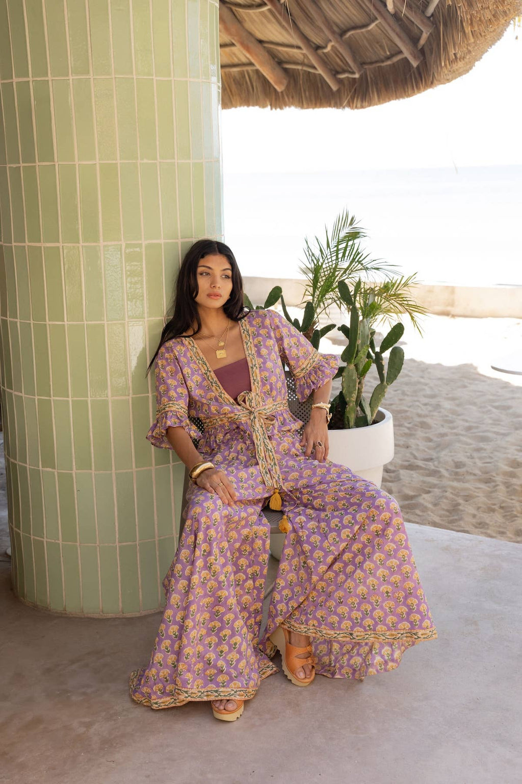 Block Printed Palazzo Pants and Optional Top - Iris