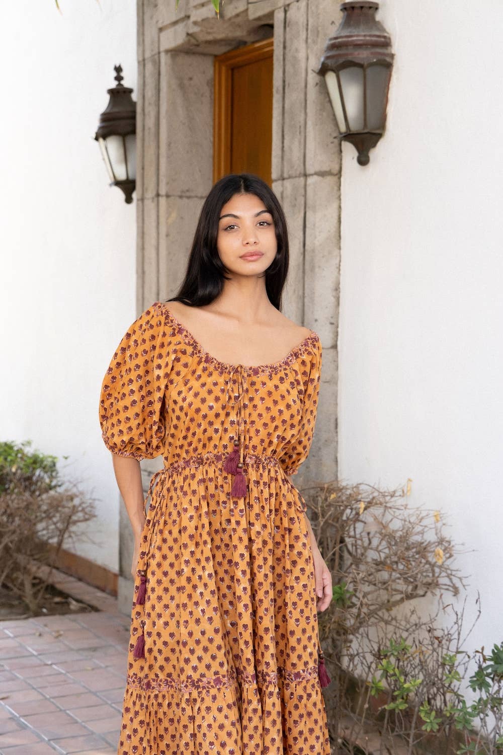 The Hazel Maxi Dress- Hand Block Printed- Free Sizing