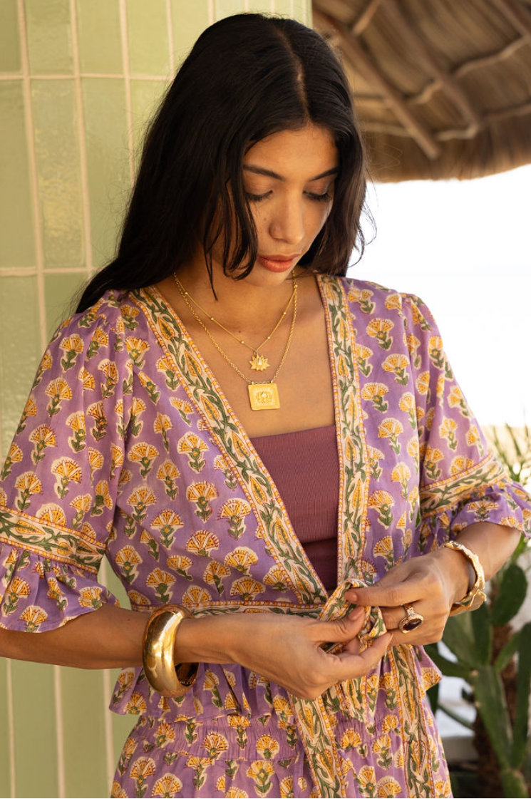 Block Printed Palazzo Pants and Optional Top - Iris