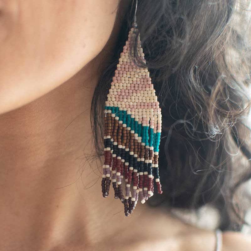 Beaded Fringe Earrings La Puesta del Sol