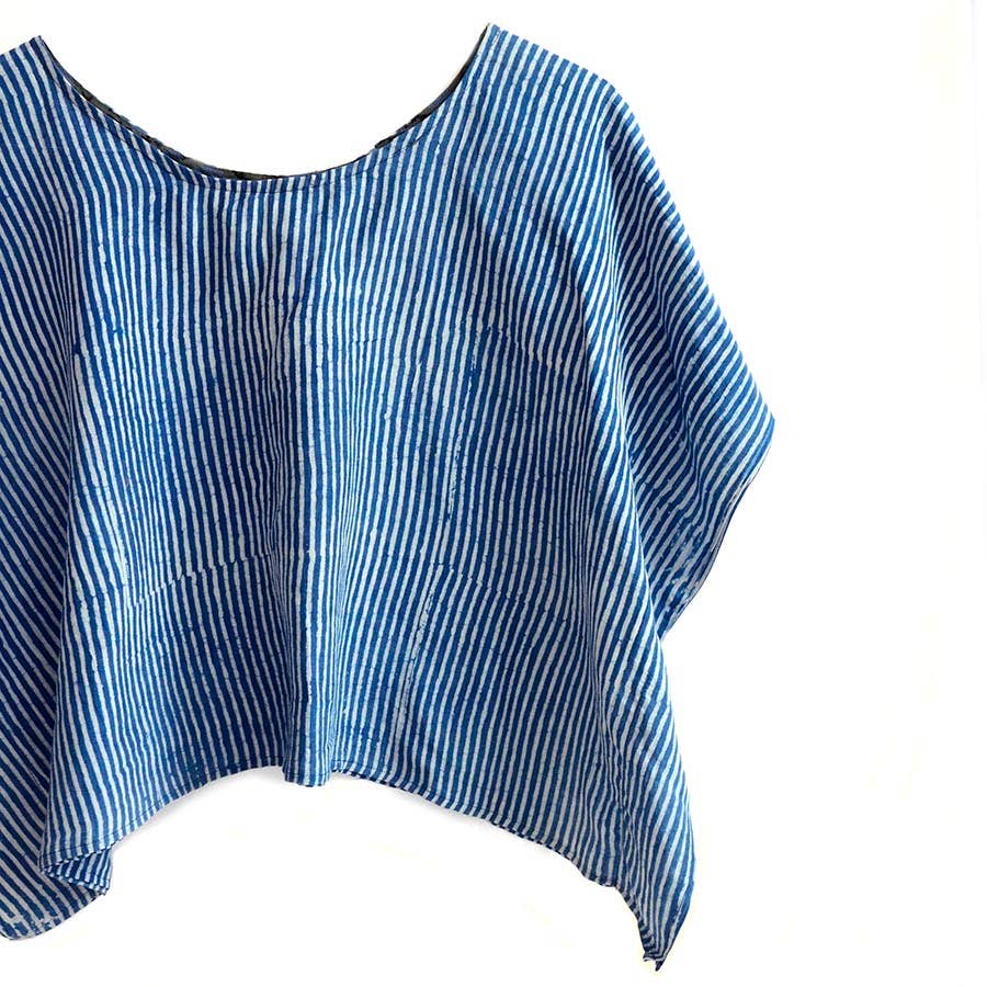 Blue Stripes Cotton Silk Croptop