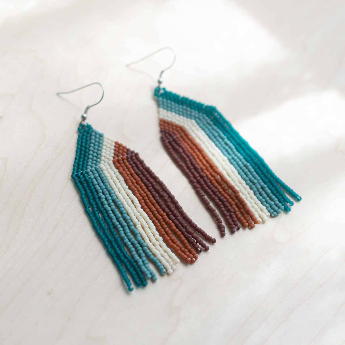 Beaded Fringe Earrings in Angulo