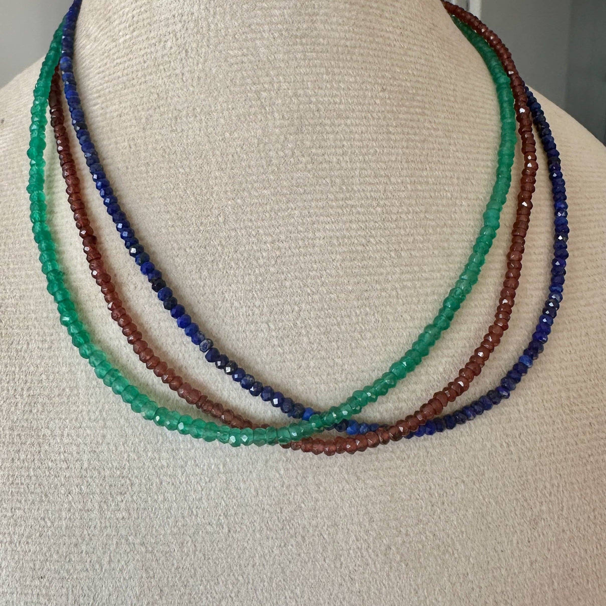 Green Slim Onyx Necklace | Beaded Necklace | Onyx Necklace
