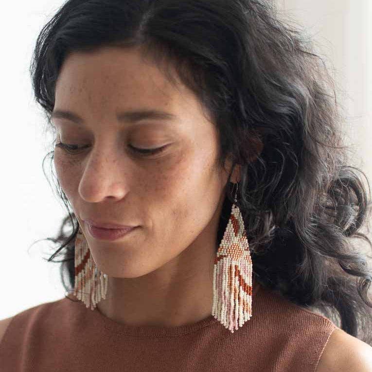 Beaded Fringe Earrings in Setentas