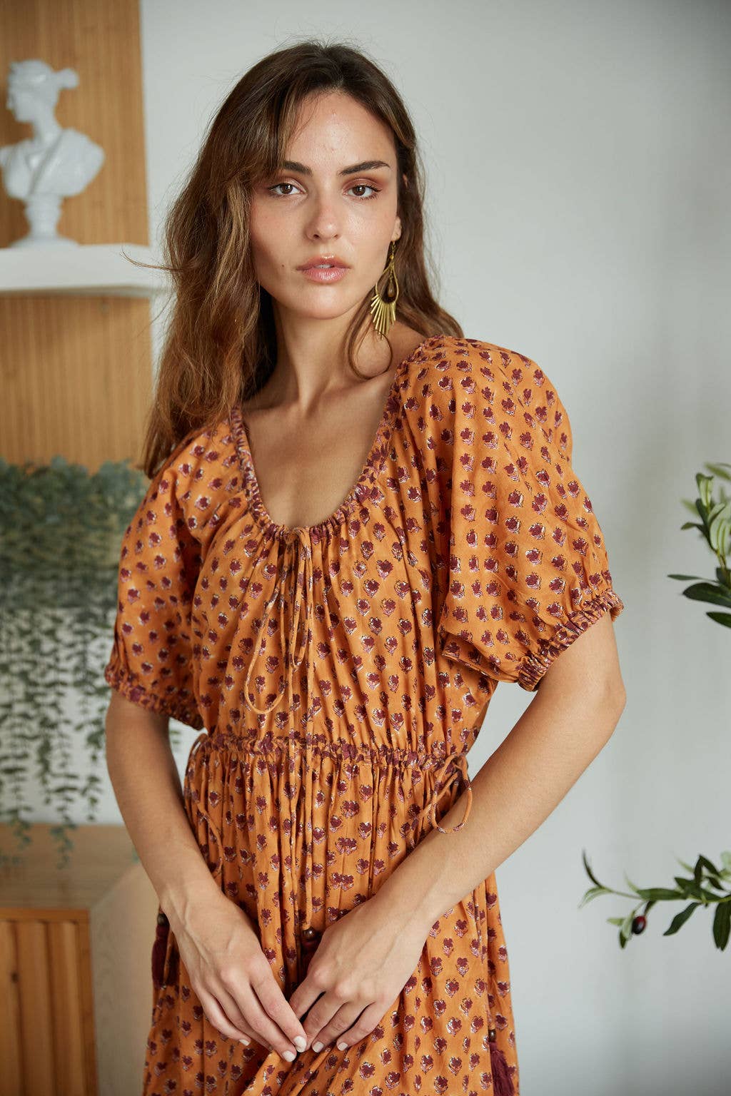The Hazel Maxi Dress- Hand Block Printed- Free Sizing