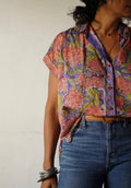Hand Block Print Muslin Cotton Button Up : Free Size