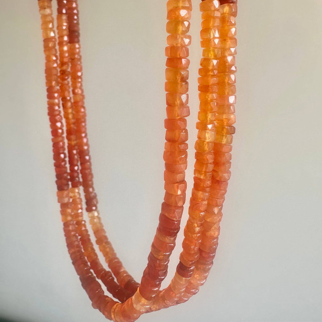 Carnelian Ombré Orange Necklace | Beaded Necklace | Gemstone