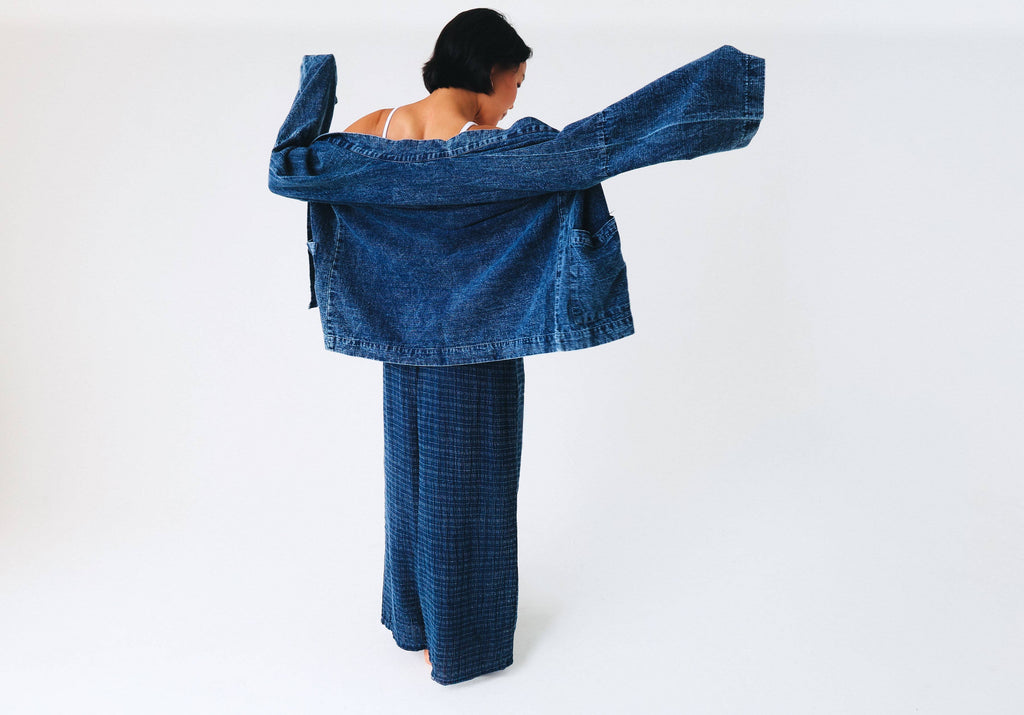 Indigo "Denim" Kimono Women Jacket Cotton Open Front Coat