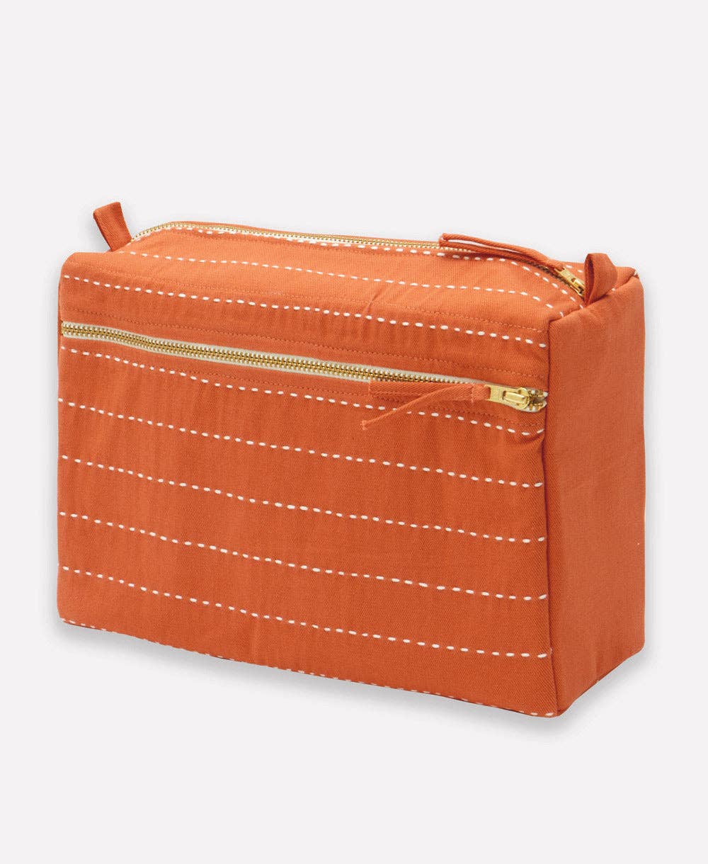 Pin-Stitch Large Toiletry Bag- Pine Green