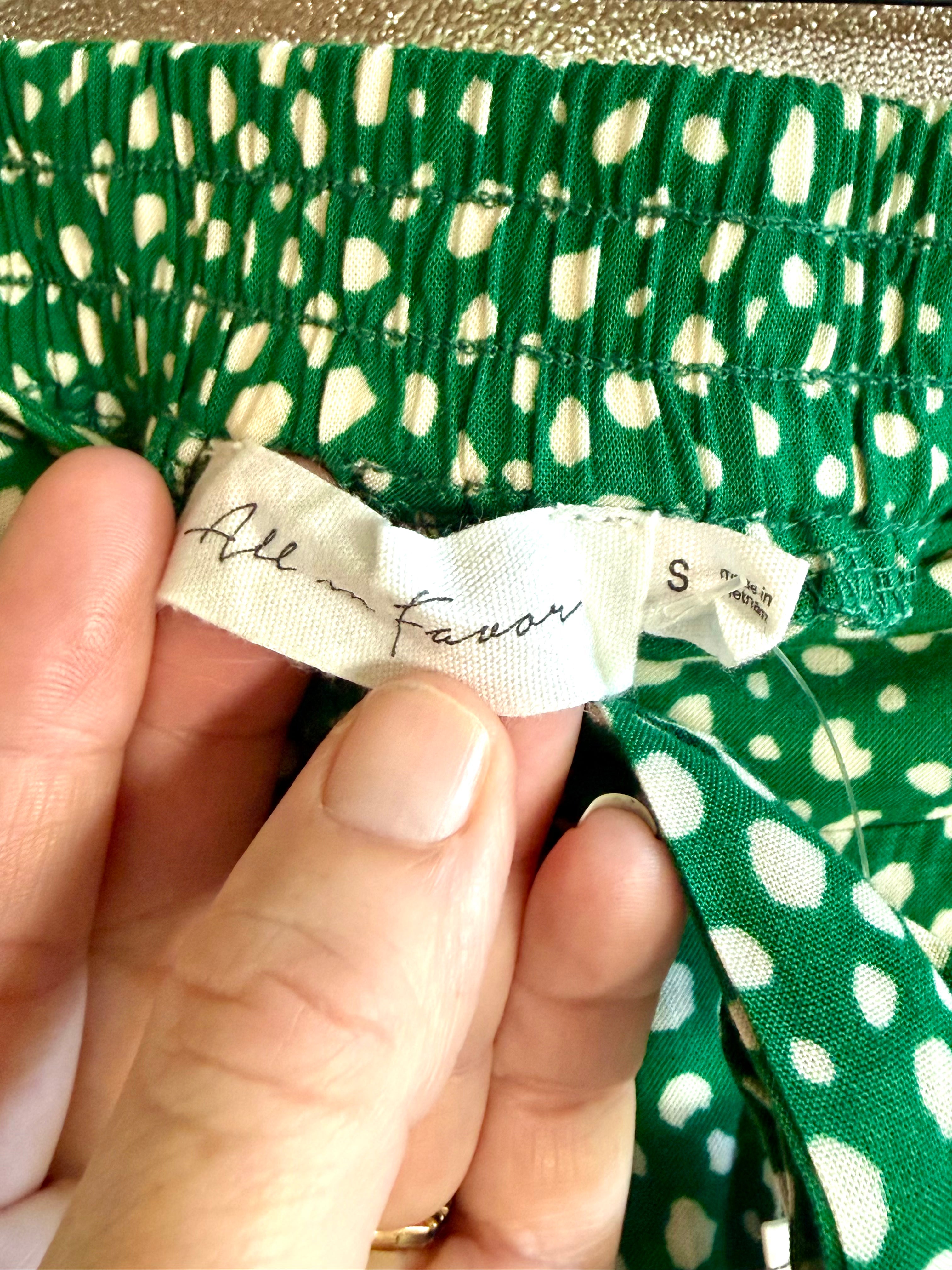 NWT-All in Favor Nordstrom Green & White Polka Dot Tie-Waist Shorts