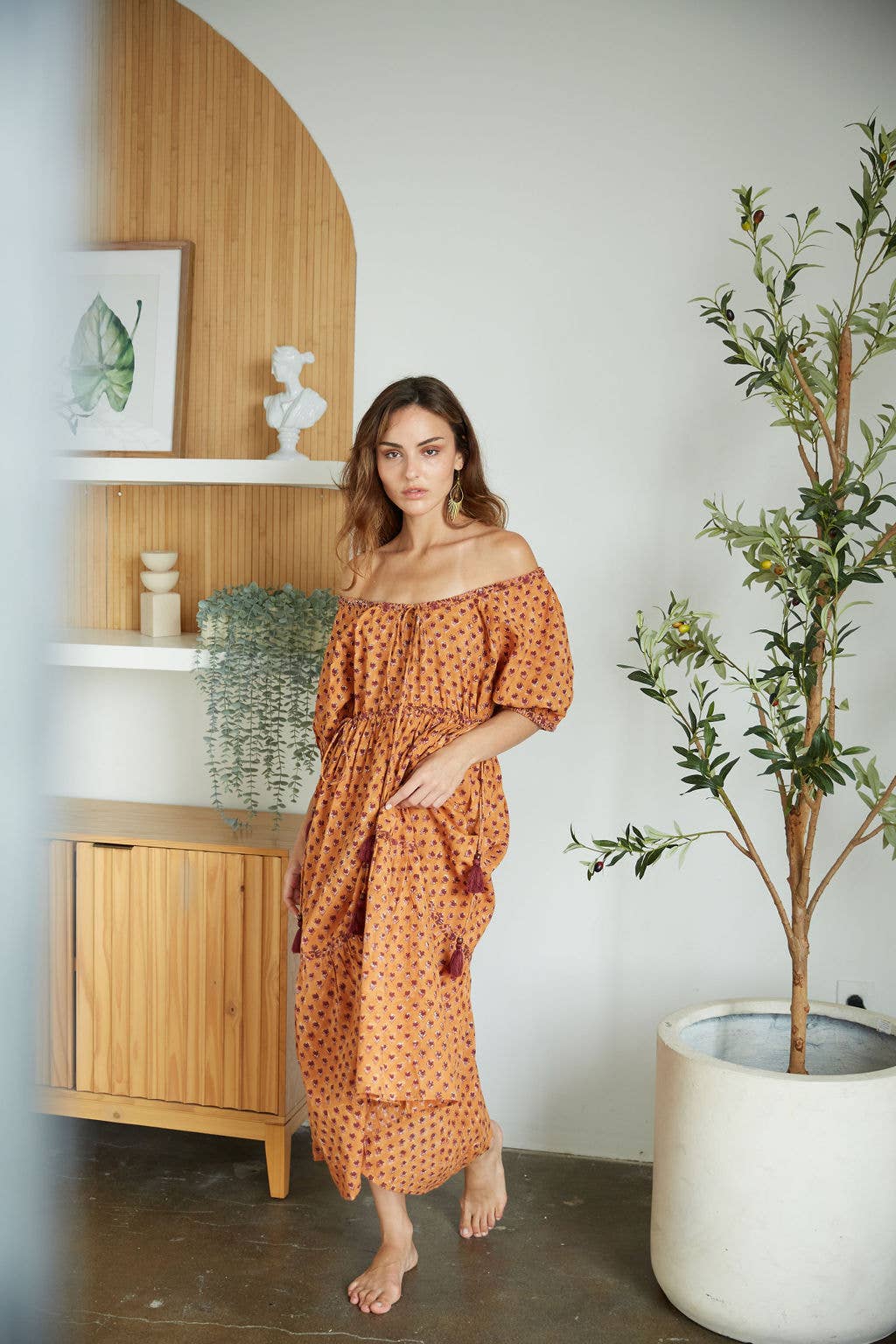 The Hazel Maxi Dress- Hand Block Printed- Free Sizing