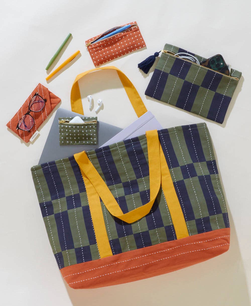 Tile Canvas Tote Bag - Navy