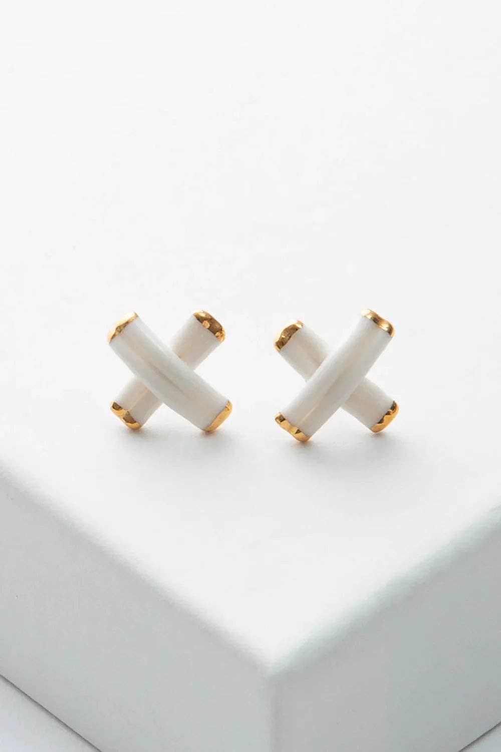 Porcelain Criss-Cross Studs