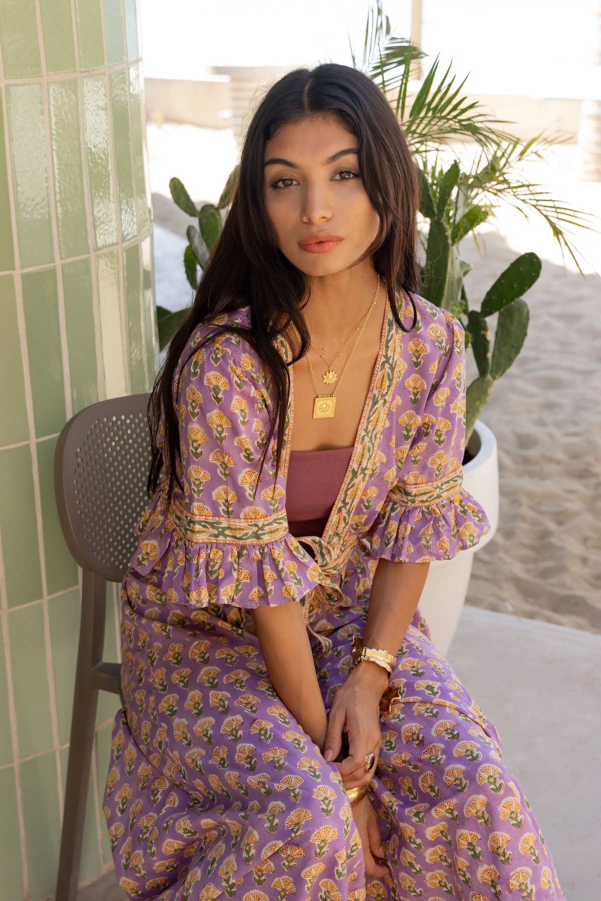 Block Printed Palazzo Pants and Optional Top - Iris