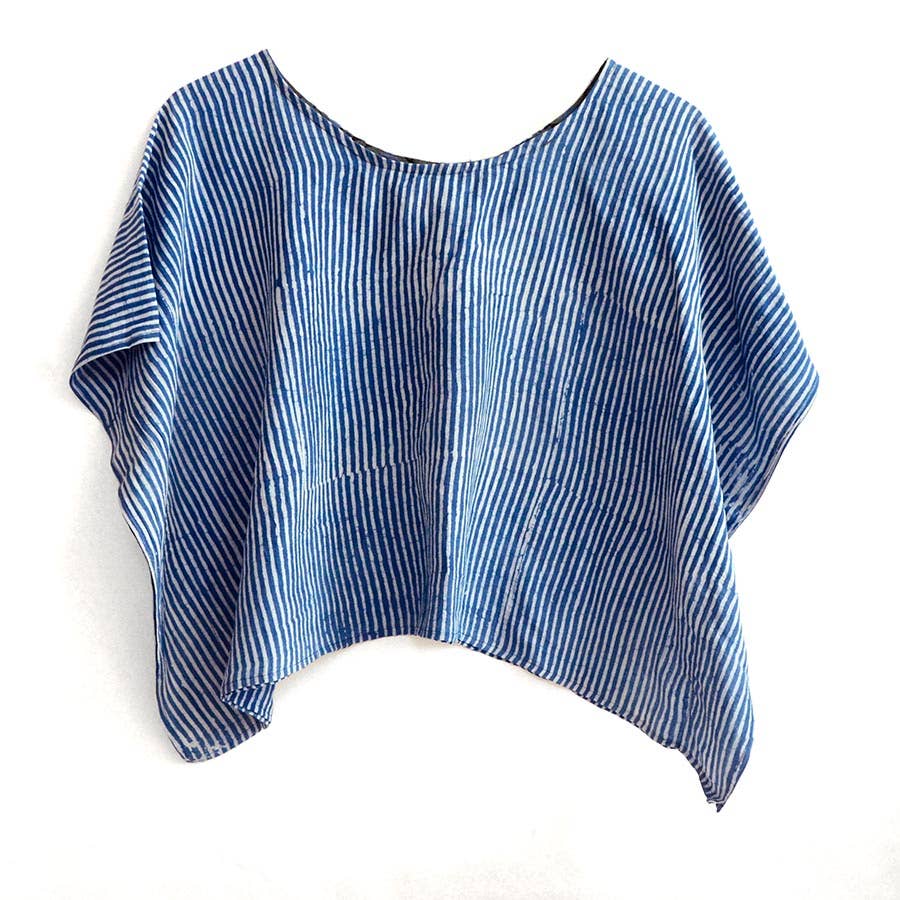 Blue Stripes Cotton Silk Croptop
