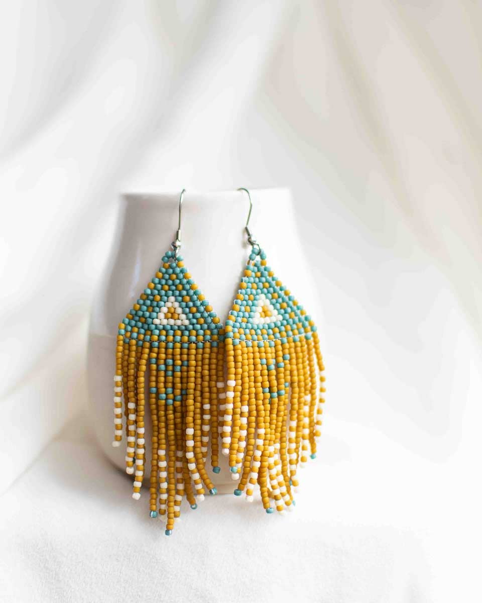 Beaded Fringe Earrings in Prado