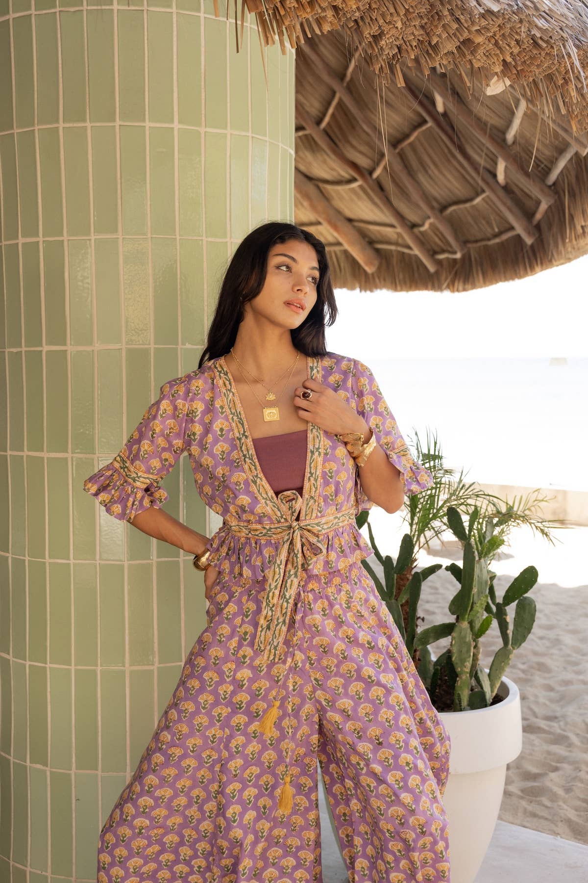 Block Printed Palazzo Pants and Optional Top - Iris