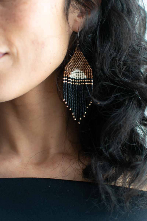 Beaded Fringe Earrings - En la Noche