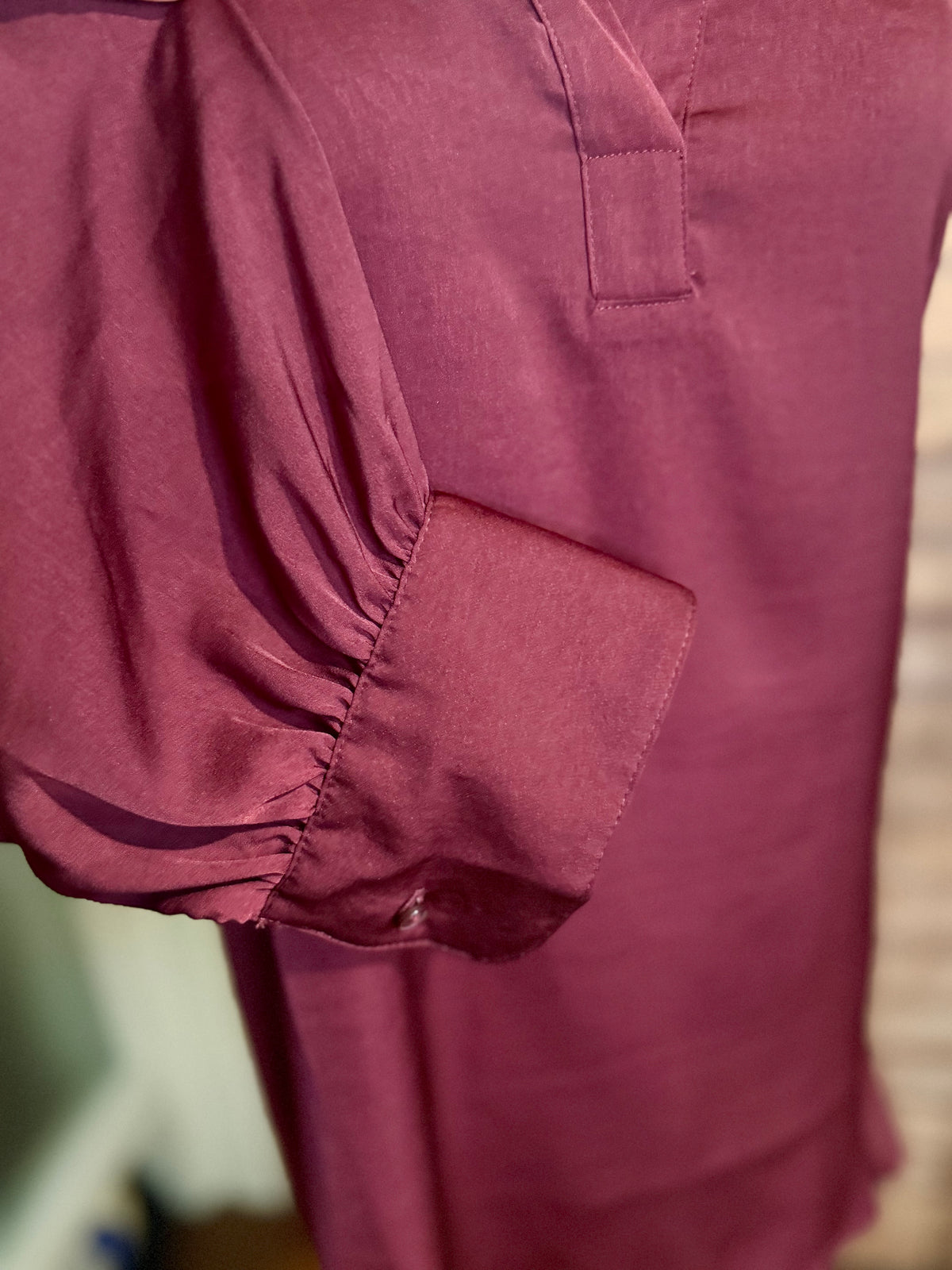 Banana Republic Silky Maroon Long Sleeve Blouse- Y2K