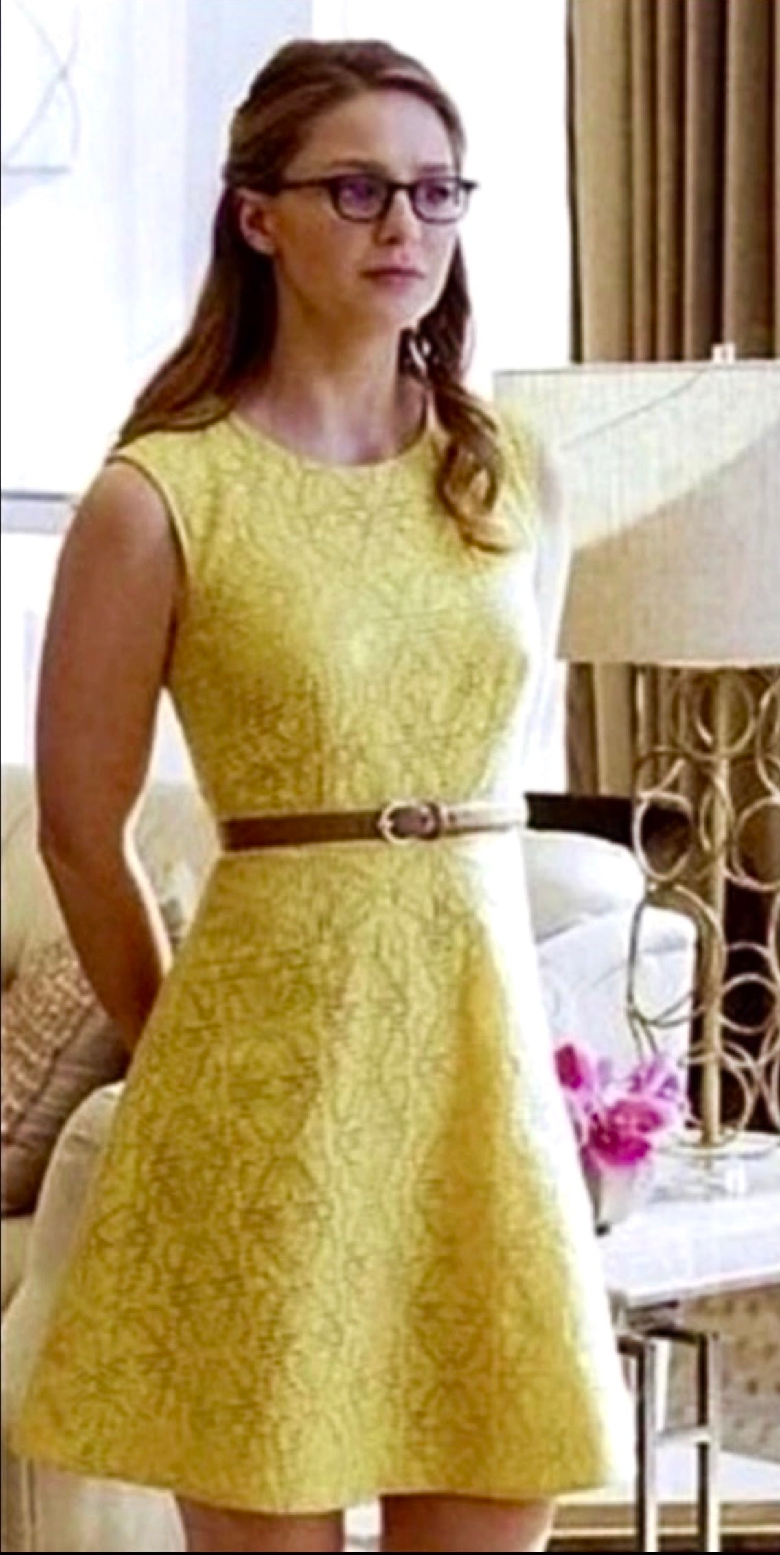 J. Crew Sleeveless Mustard Yellow Jacquard Eyelet A Line Sundress- Size 6