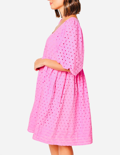 Adrift Jordis Broderie Dress in Pink – Size 14/ 2X