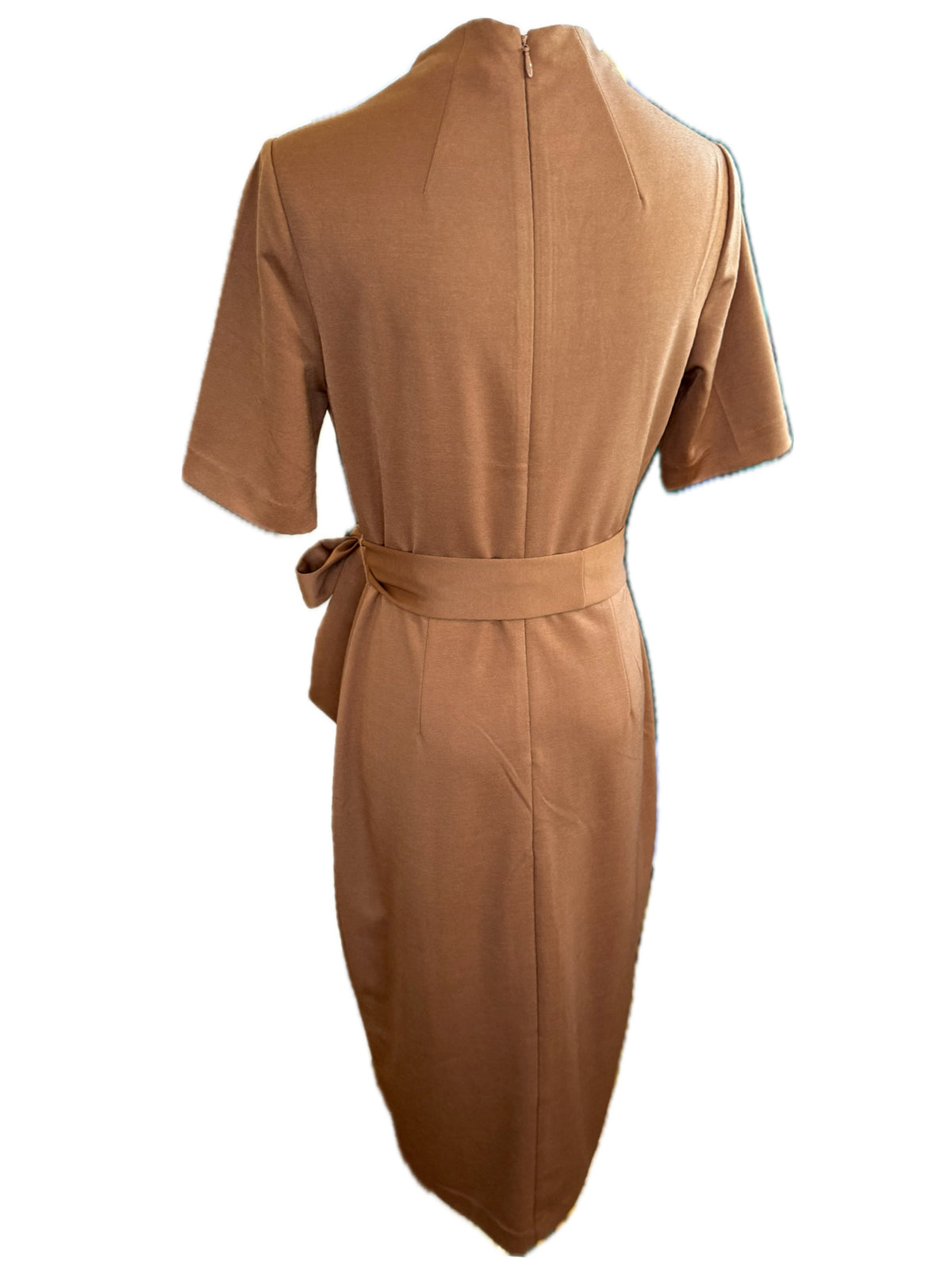 Alexia Admor Nordstrom Zyra Short Sleeve Tie Waist Sheath Midi Dress – Camel / Caramel- XS