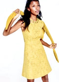 J. Crew Sleeveless Mustard Yellow Jacquard Eyelet A Line Sundress- Size 6