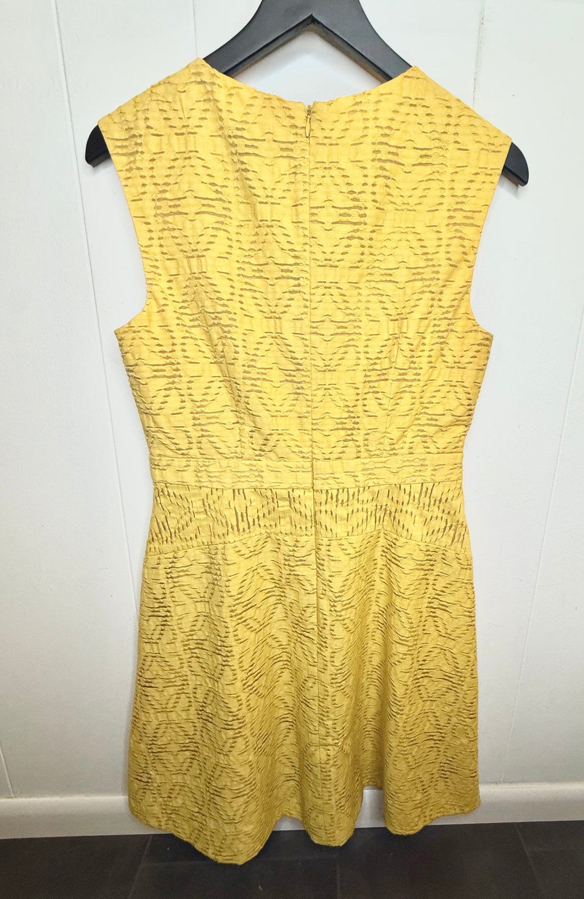 J. Crew Sleeveless Mustard Yellow Jacquard Eyelet A Line Sundress- Size 6