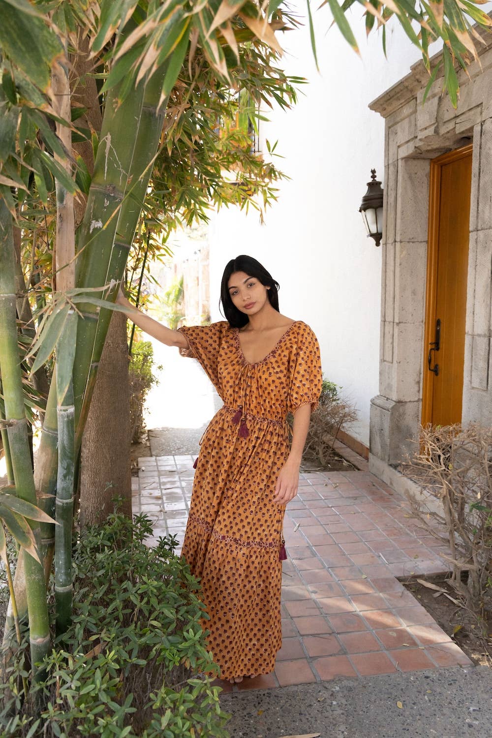 The Hazel Maxi Dress- Hand Block Printed- Free Sizing
