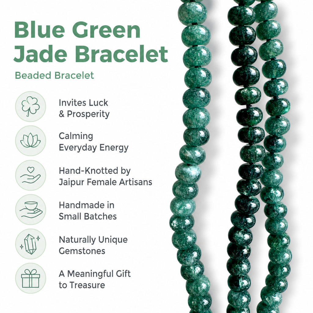 Blue Green Jade Bracelet | Beaded Bracelet | Jade Jewelry