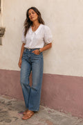 Women's Peter Pan Collared Linen Blouse