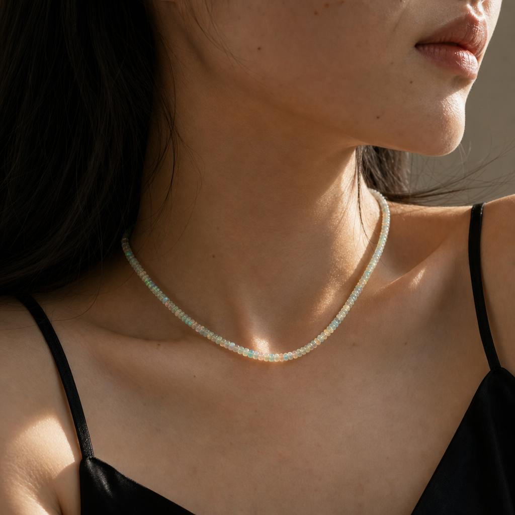 Light Green Opal Necklace | Ethiopian Opal | June Birthstone