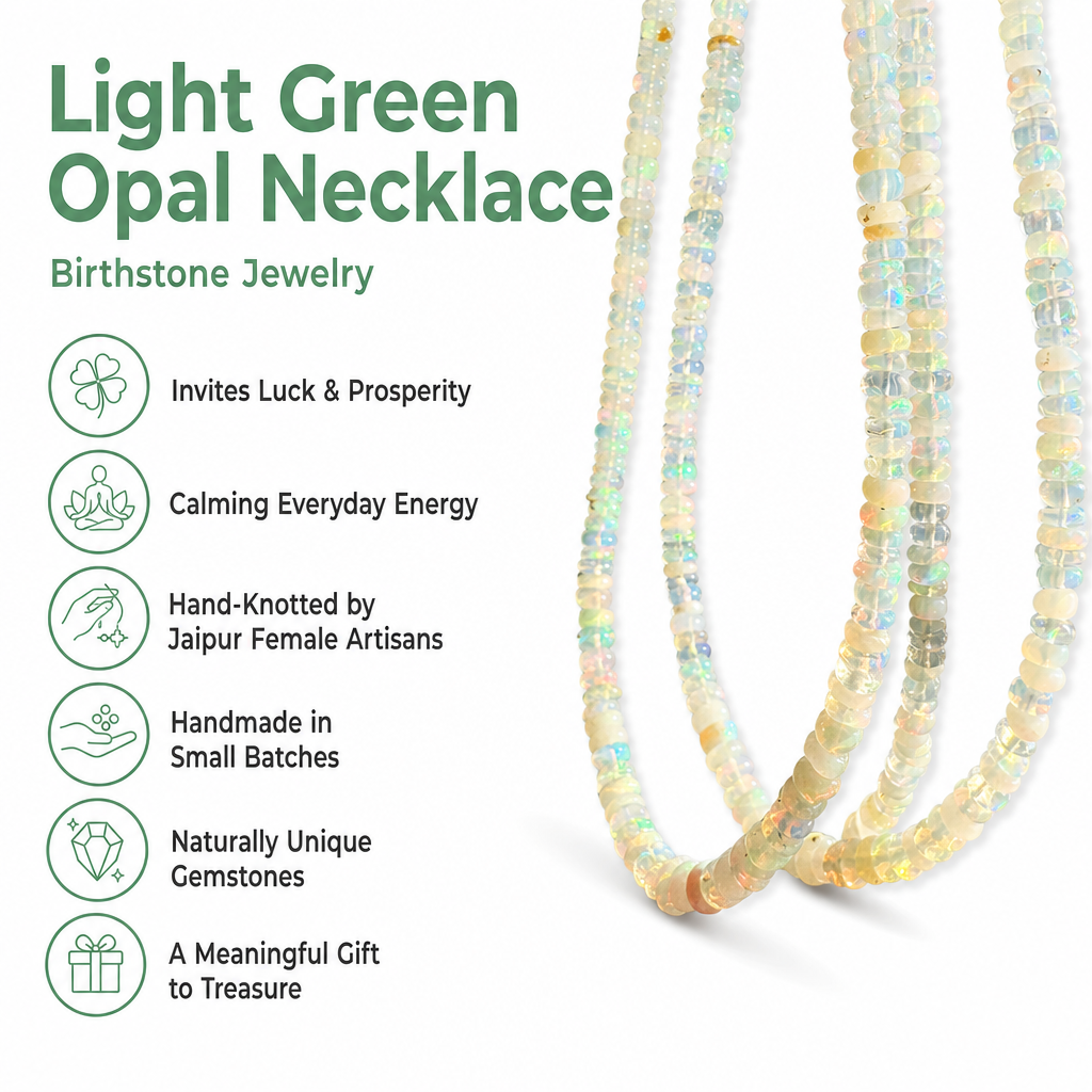 Light Green Opal Necklace | Ethiopian Opal | June Birthstone