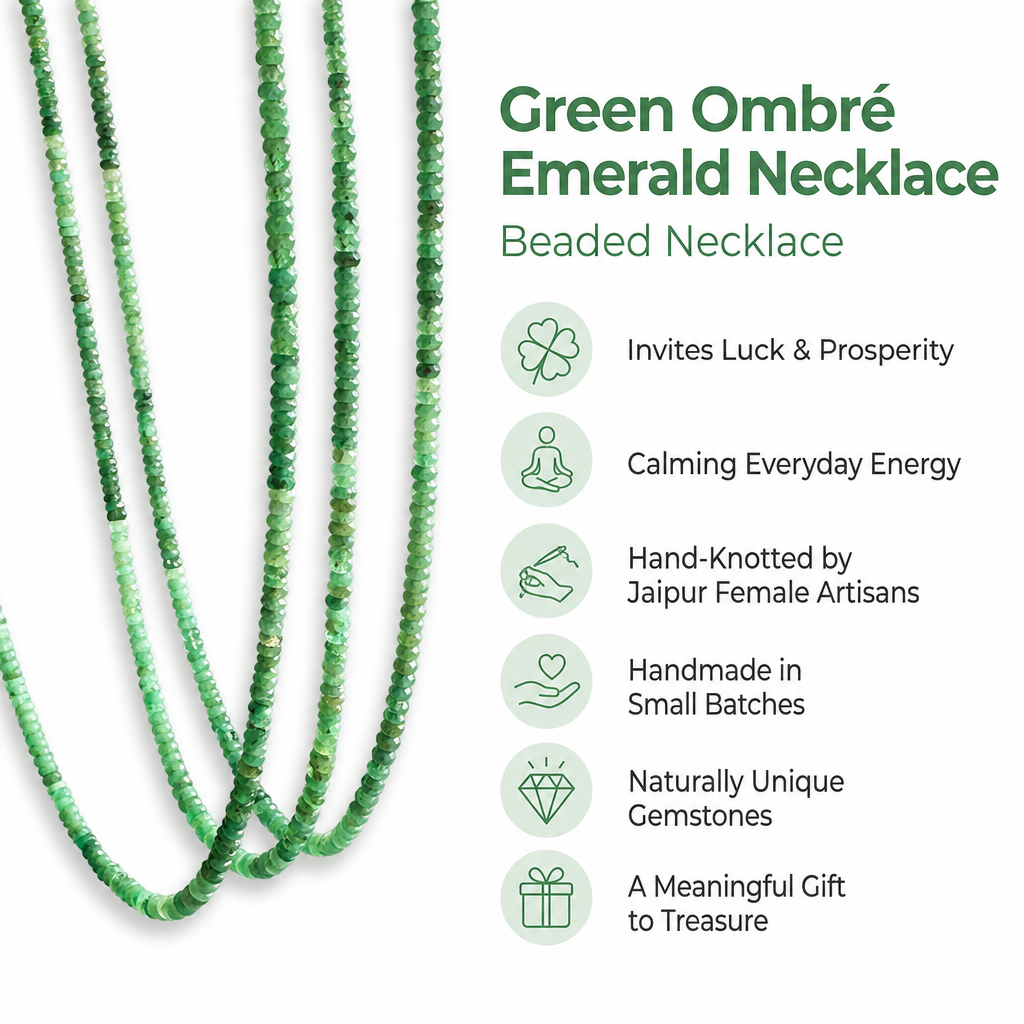 Green Ombré Emerald Necklace- Zambian Emeralds