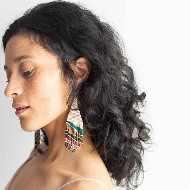 Beaded Fringe Earrings La Puesta del Sol