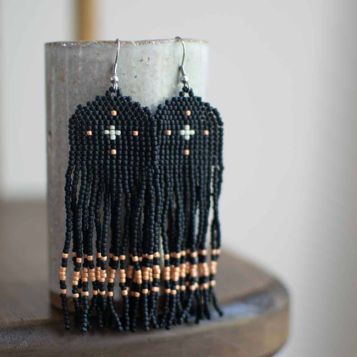 Beaded Fringe Earrings El Oscuro Bonita
