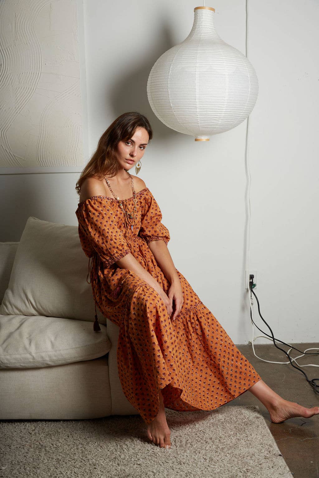 The Hazel Maxi Dress- Hand Block Printed- Free Sizing