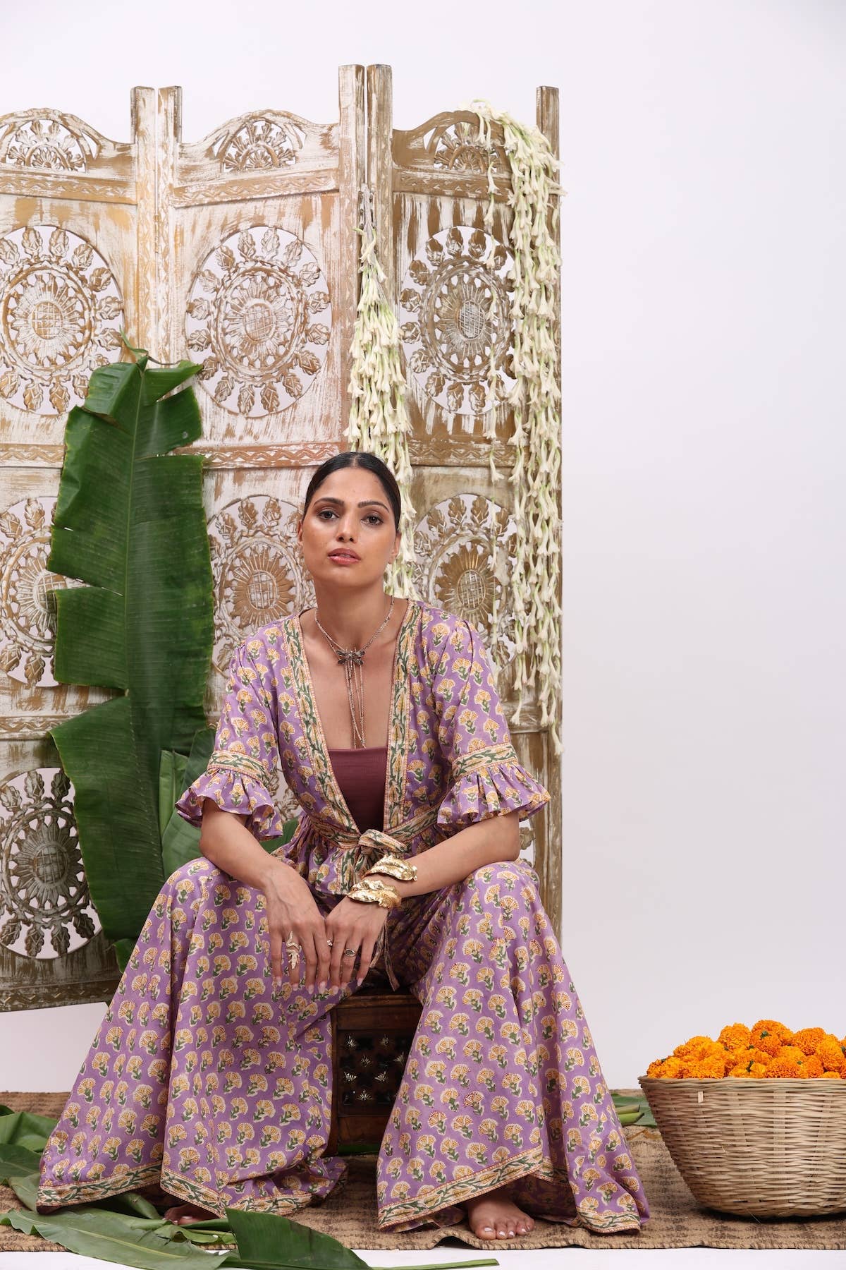 Block Printed Palazzo Pants and Optional Top - Iris