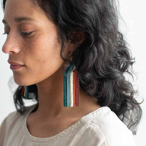 Beaded Fringe Earrings in Angulo