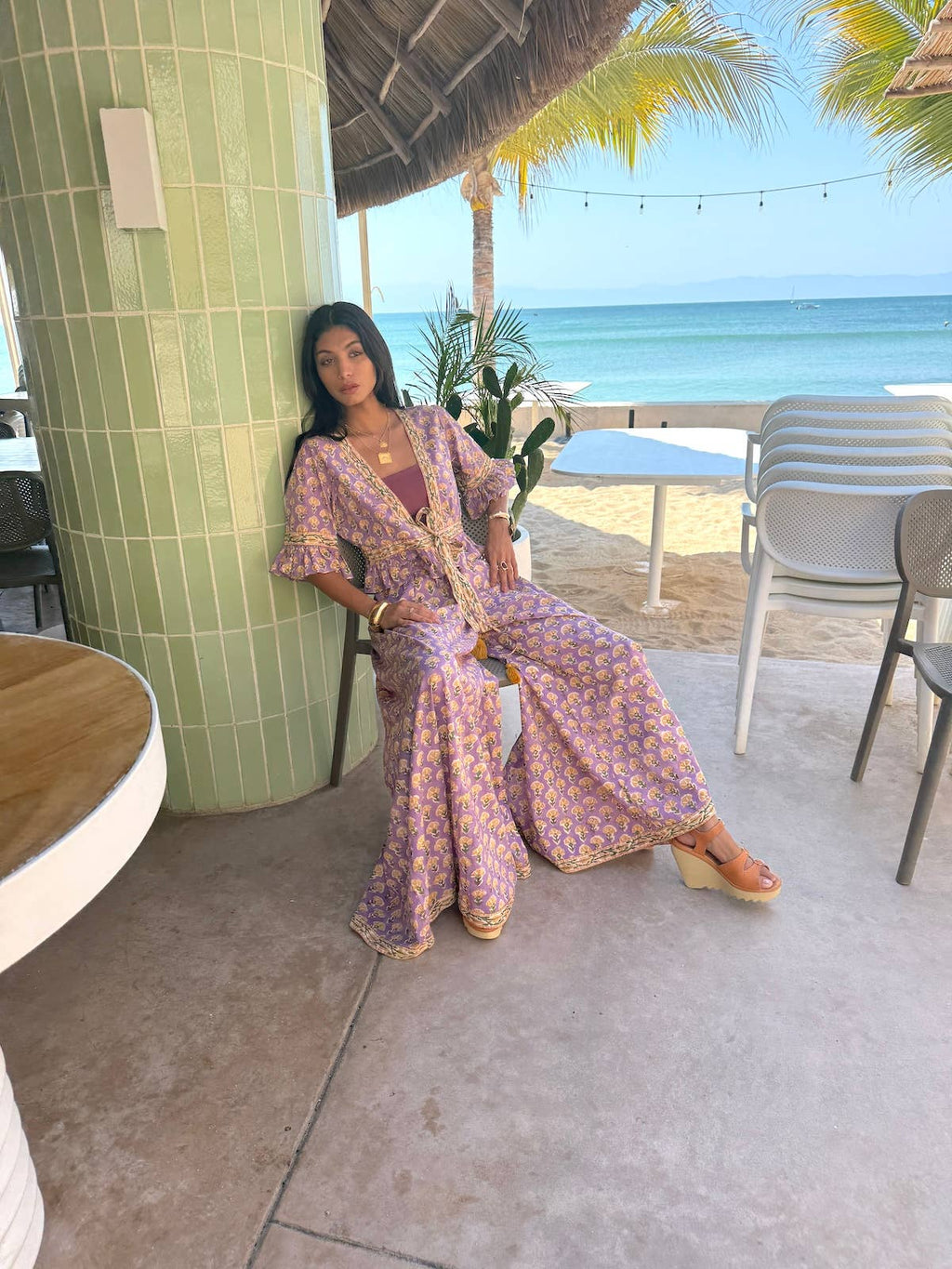 Block Printed Palazzo Pants and Optional Top - Iris