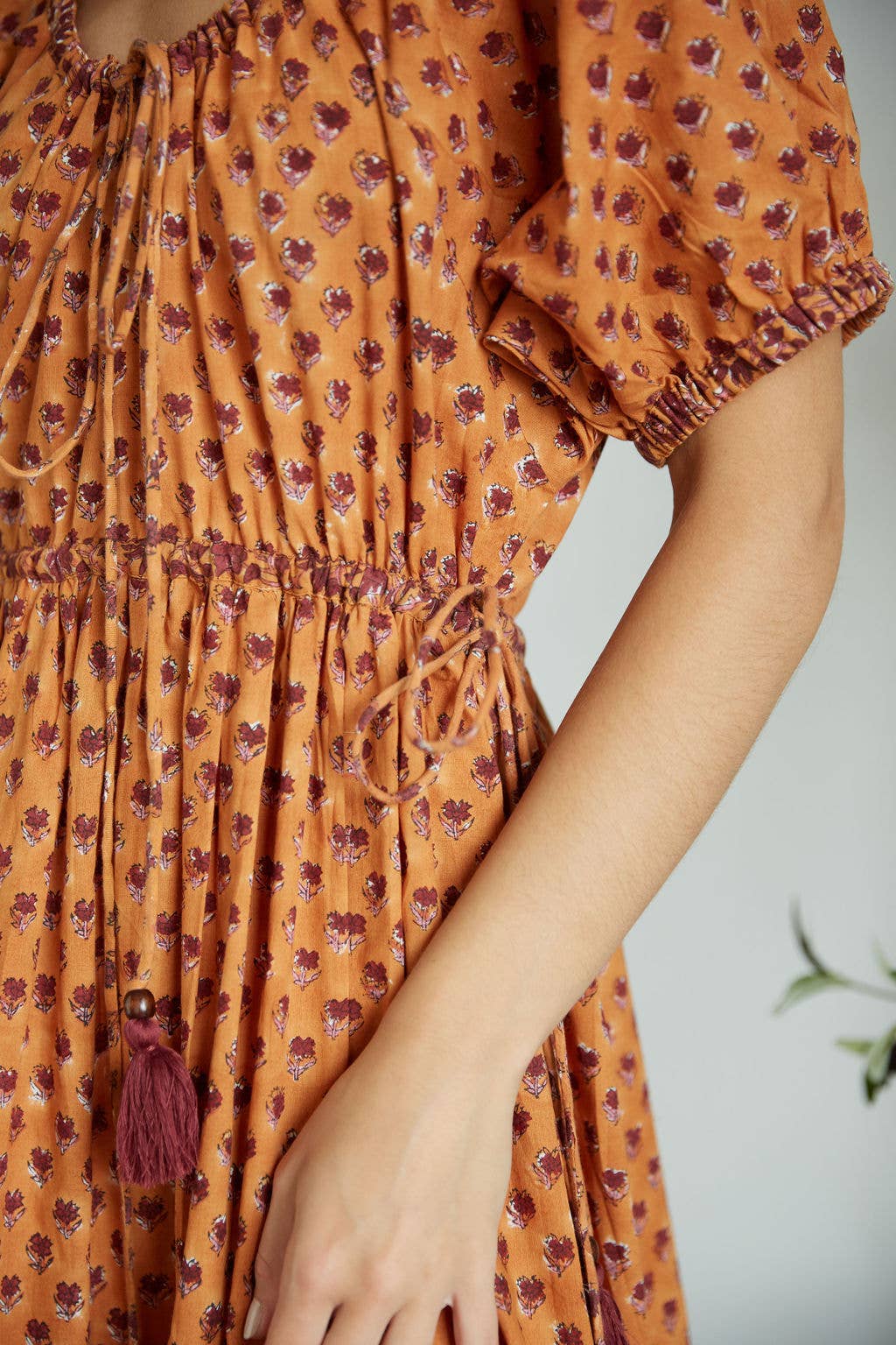 The Hazel Maxi Dress- Hand Block Printed- Free Sizing