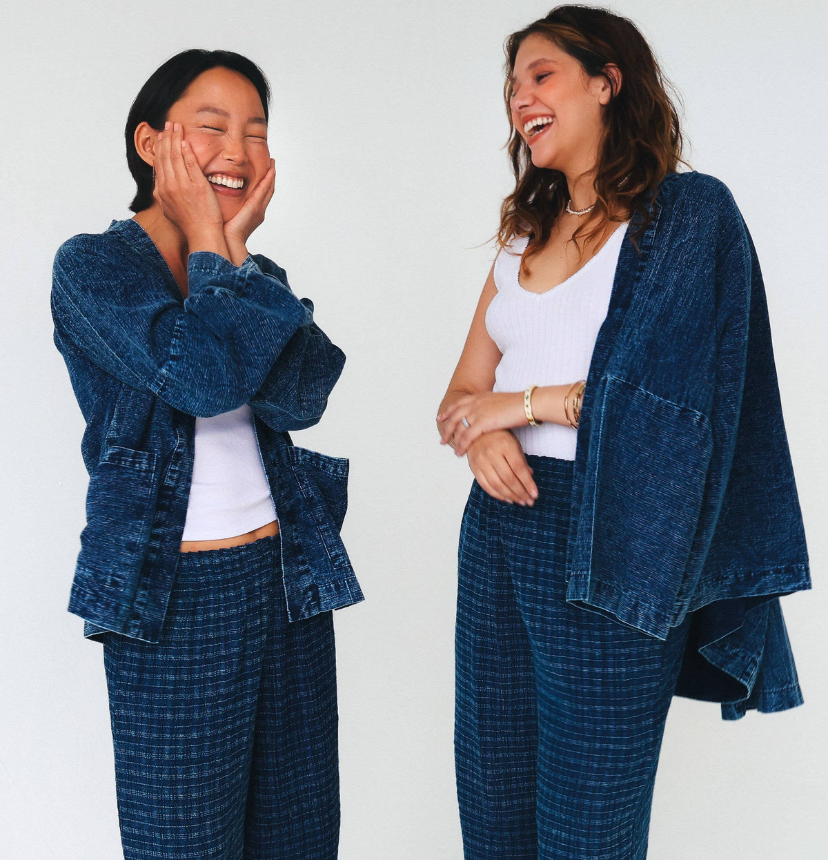 Indigo "Denim" Kimono Women Jacket Cotton Open Front Coat