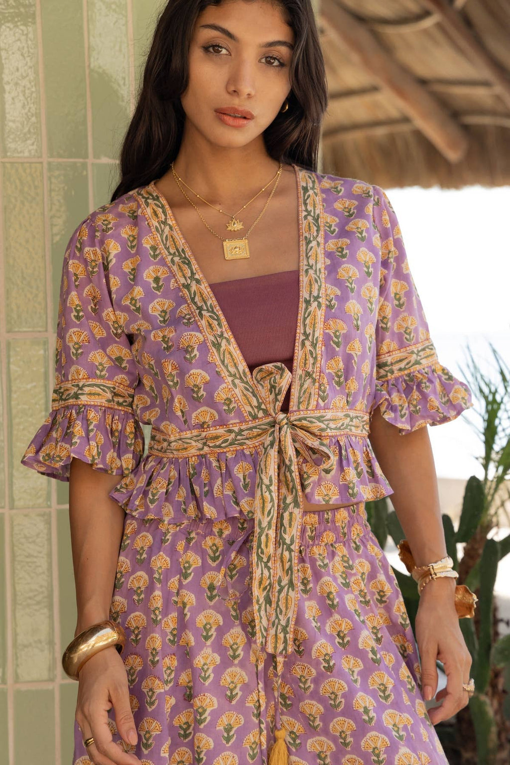 Block Printed Palazzo Pants and Optional Top - Iris
